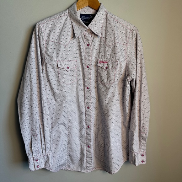 Wrangler Western Shirts Women's Pink Pearl Snap Shirt Allover Geometric Size XL - Picture 1 of 15